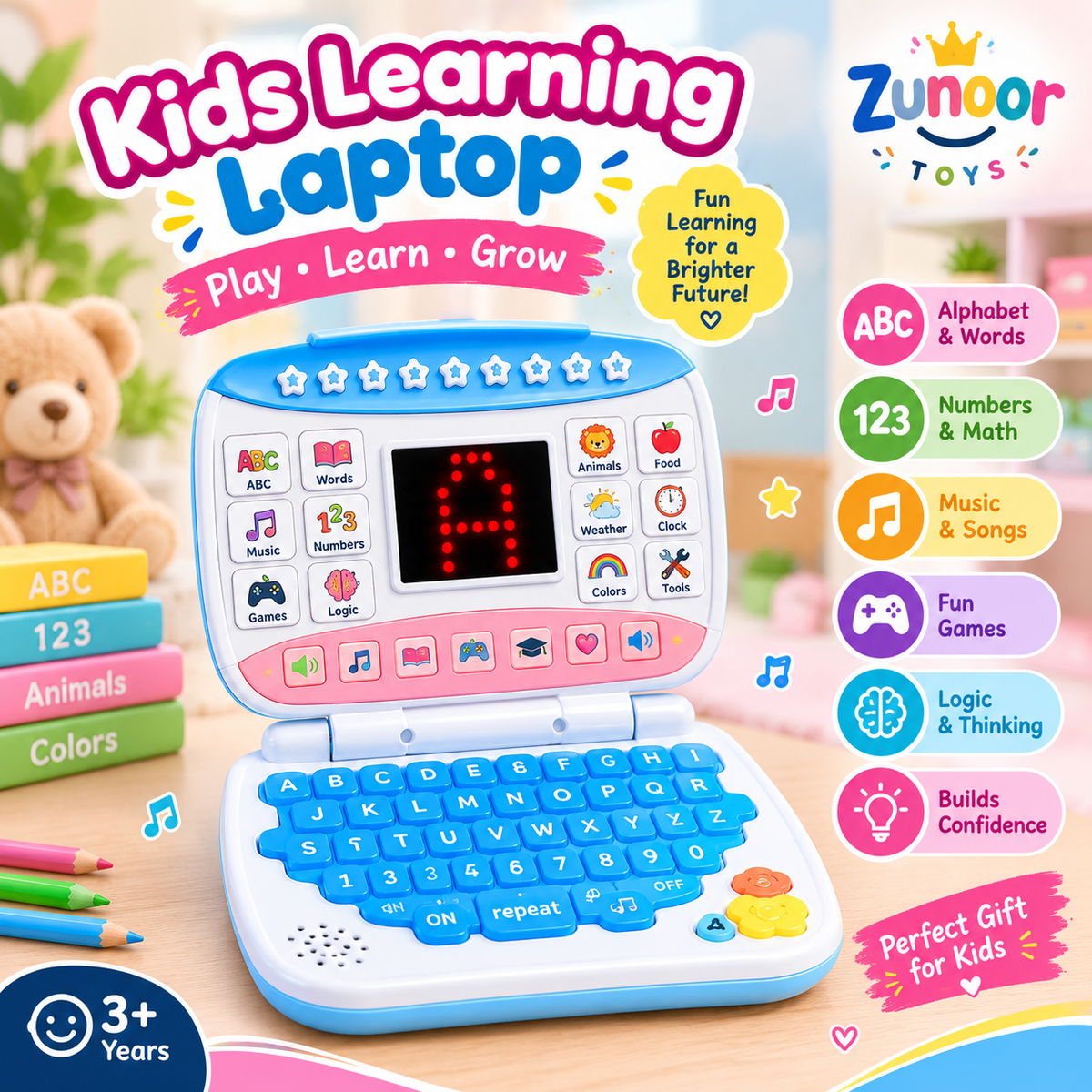 Mini Educational Laptop With LED Display