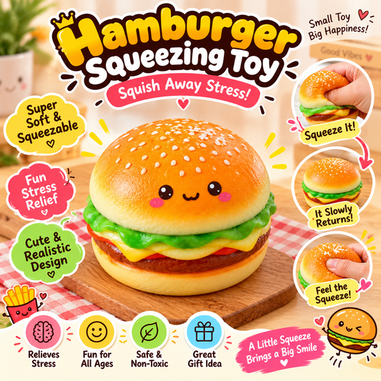 Hamburger Squishy Squeezing Toy – Soft Stress Relief Toy