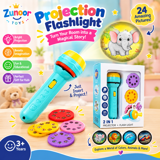 2-in-1 Projector & Flashlight – Mini Projector Torch for Kids
